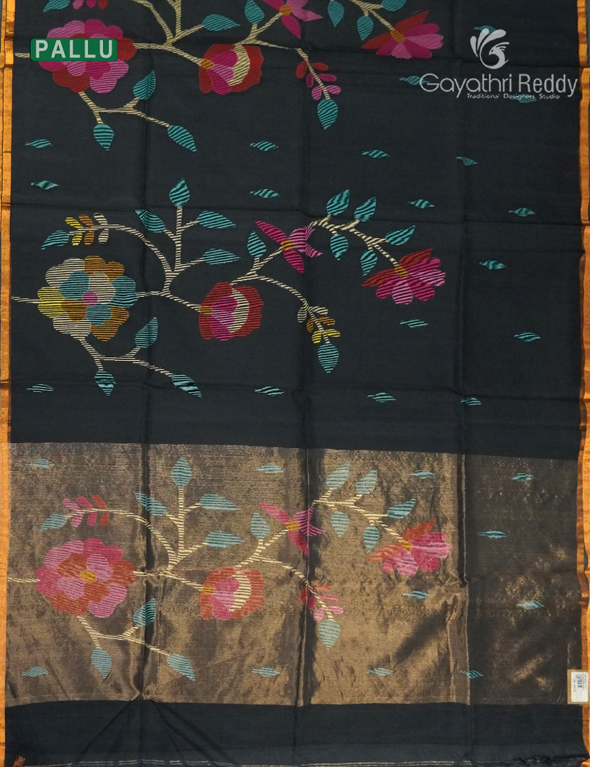 Pure Jamdani Kora Saree in Black