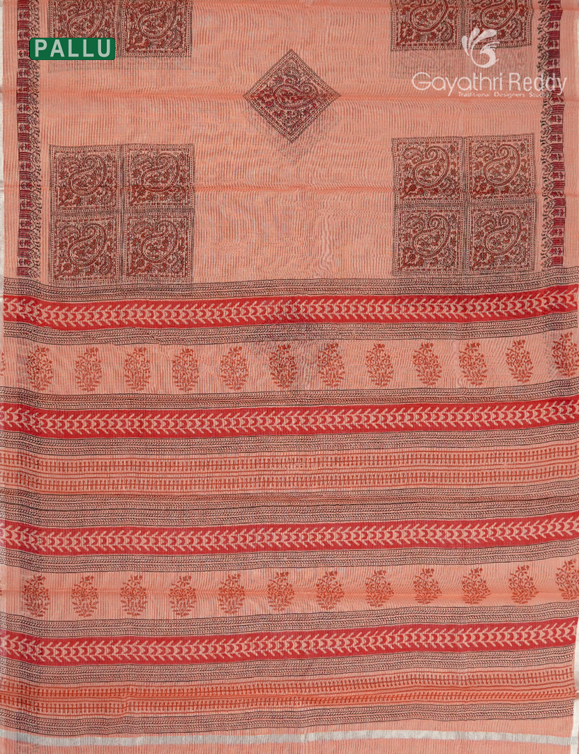 Kota Printed Saree in Pastel Peach