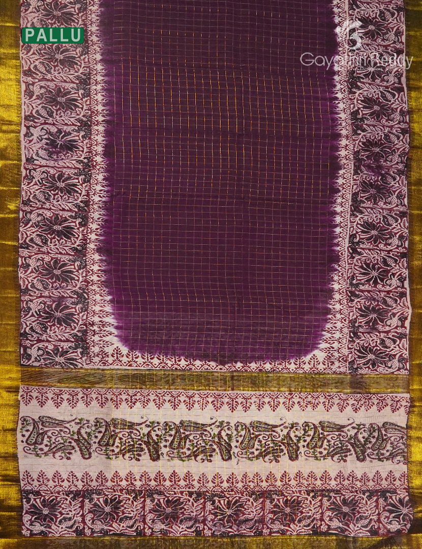 Mangalgiri Kalamkari Saree in Deep Plum