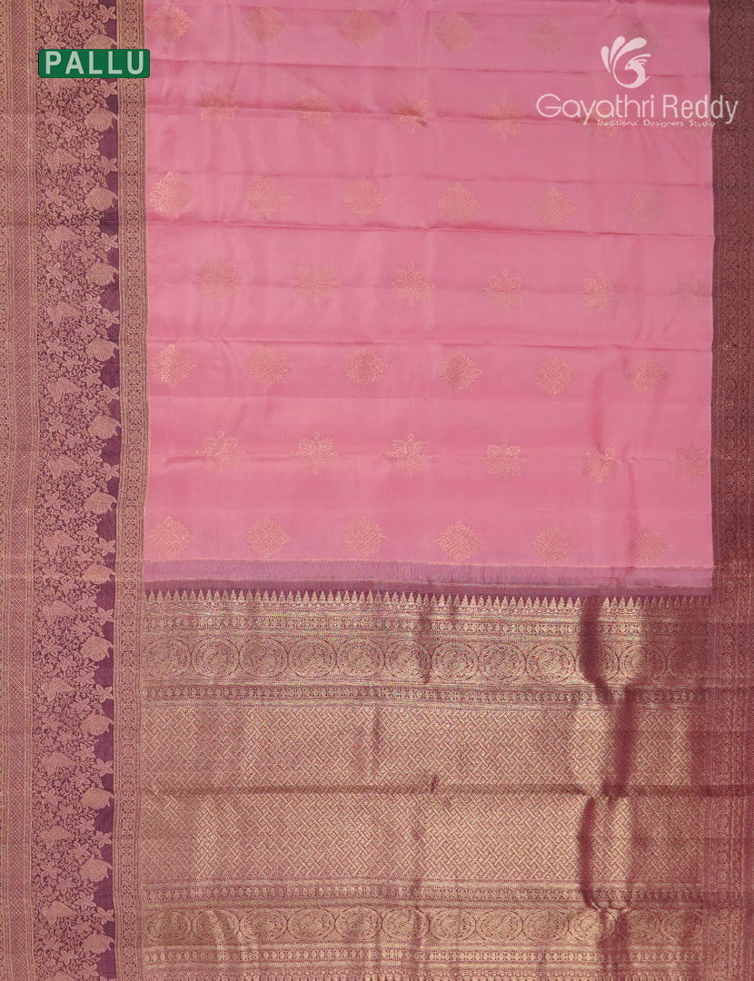 Pure  Kanchipuram Silk Saree in Candy Pink and Mauve Pink ( Butta Pattern )