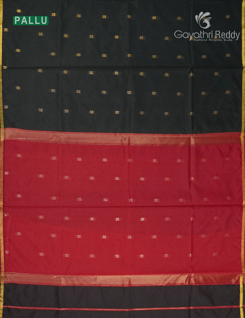 Silk Cotton Saree in Black and Red