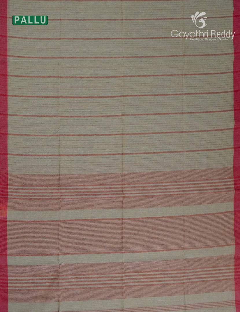 Pure Handloom Cotton Saree in Olive Beige