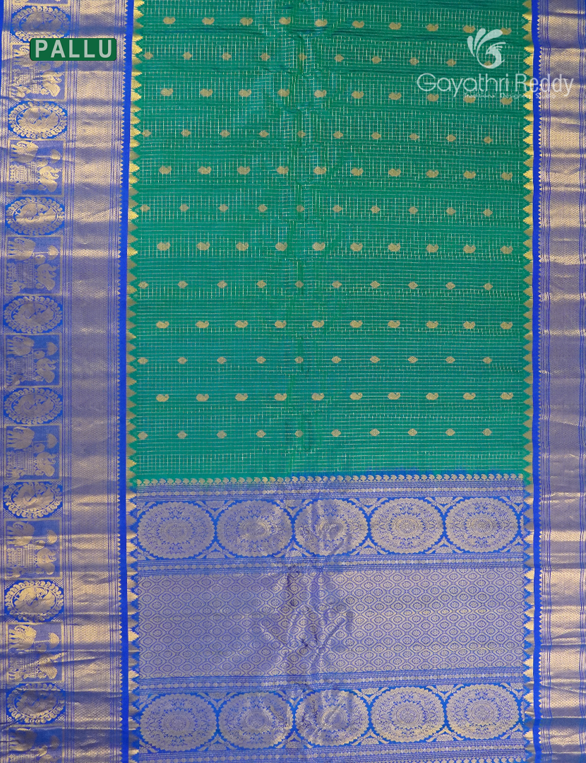 Pure Gadwal Silk Saree in Sea Green and Blue