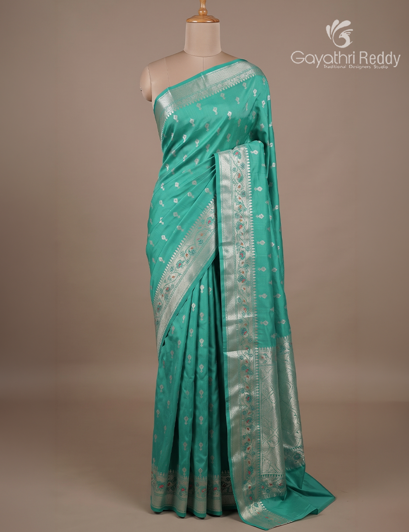 Semi Banaras Katan Silk Saree in Sea Green