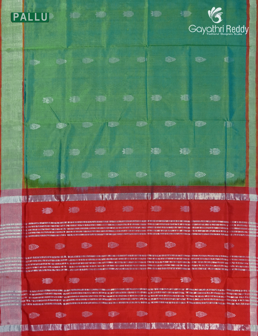 Pure Arani Sico Saree in Pista Green and Red