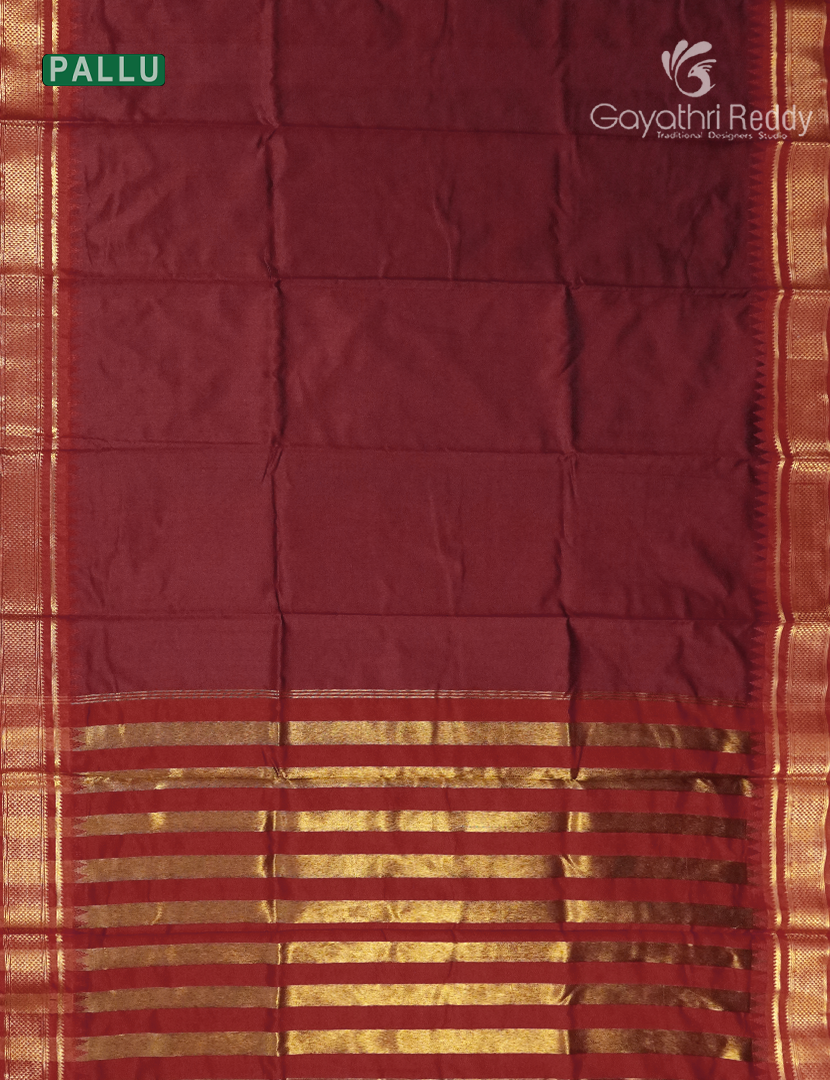Semi Gadwal Saree in Deep Maroon