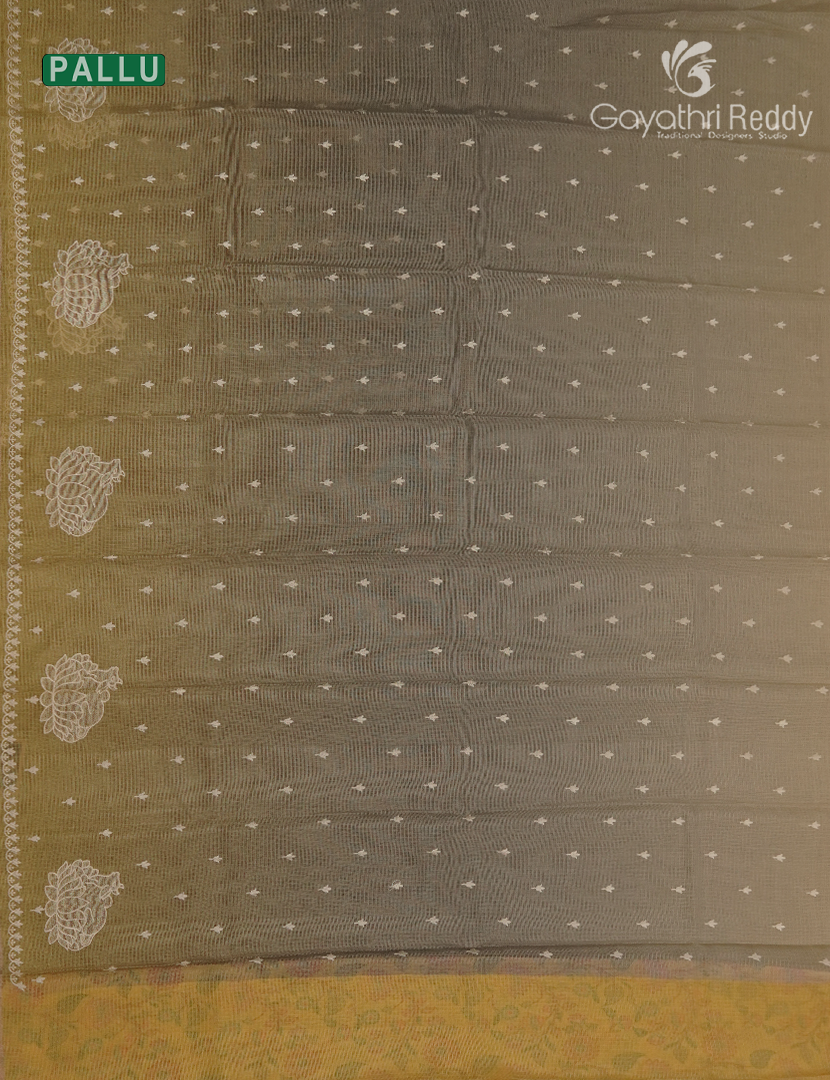 Silk Kota Saree in Light Grey and Light Mustard
