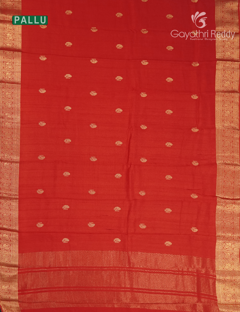 Semi Mysore Crepe Saree in Red