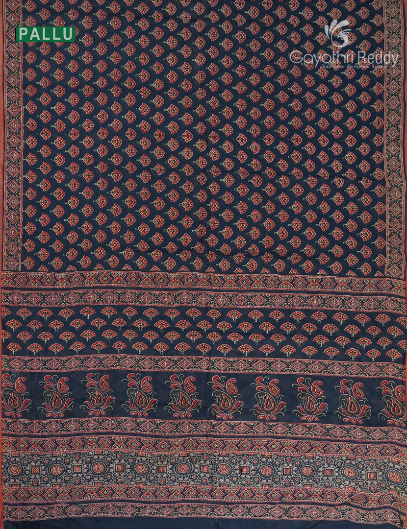 Vidharbha Cotton Saree in Deep Navy Blue