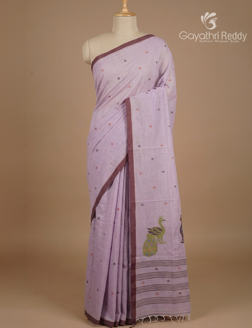Jamdani Cotton Saree in Lavender