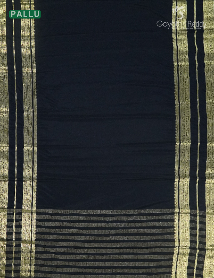 Semi Mysore Crepe Saree in Black
