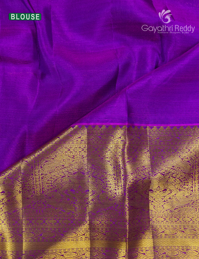 Pure Kanchipuram Silk Bridal Saree in Purple and Pink