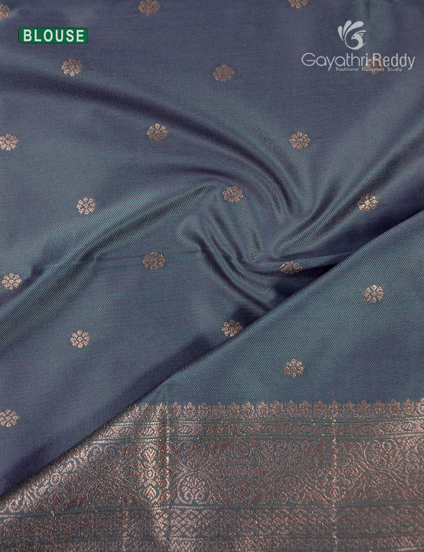Semi Kanchipuram Art Silk Saree in Ash Grey