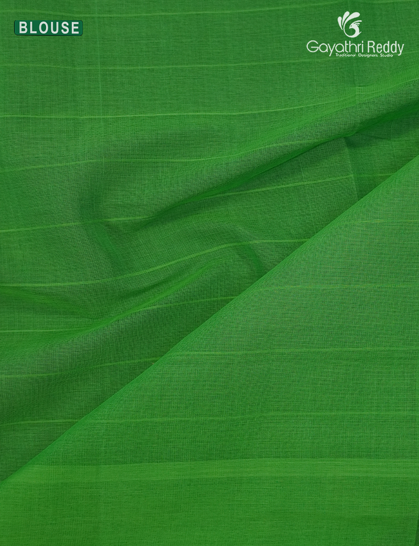 Pure Kanchi Cotton Saree in Cream and Parrot Green