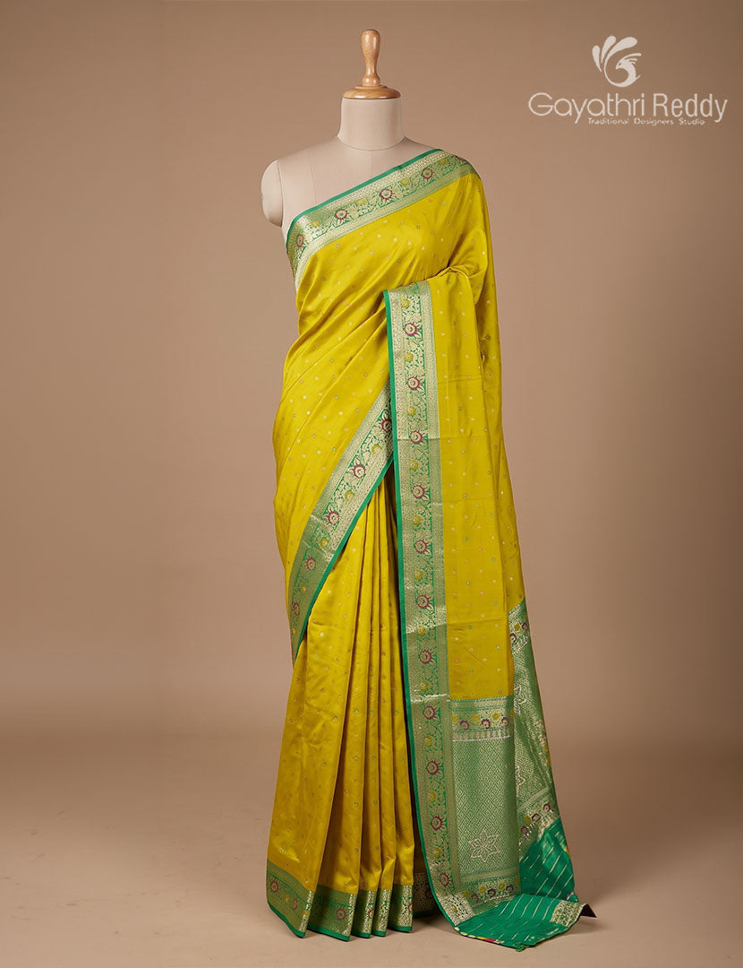 Semi Kanchipuram Silk Fancy Saree in Mehendi Green and Sea Foam Green