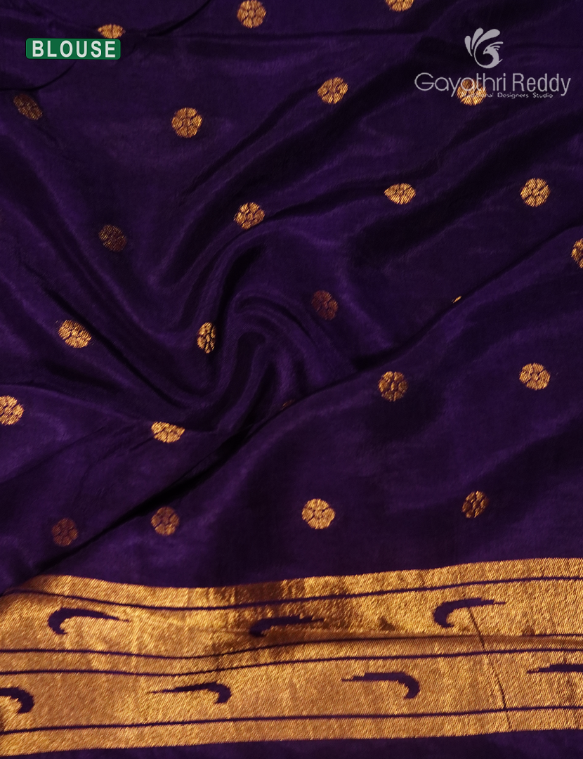 Pure Satin Silk Saree in Deep Purple