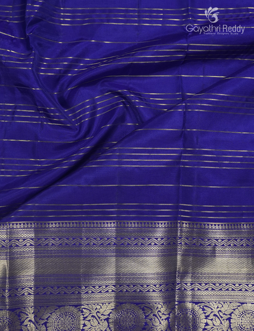 Pure Kanchi Vintage Saree in Feroz Blue and Deep Blue