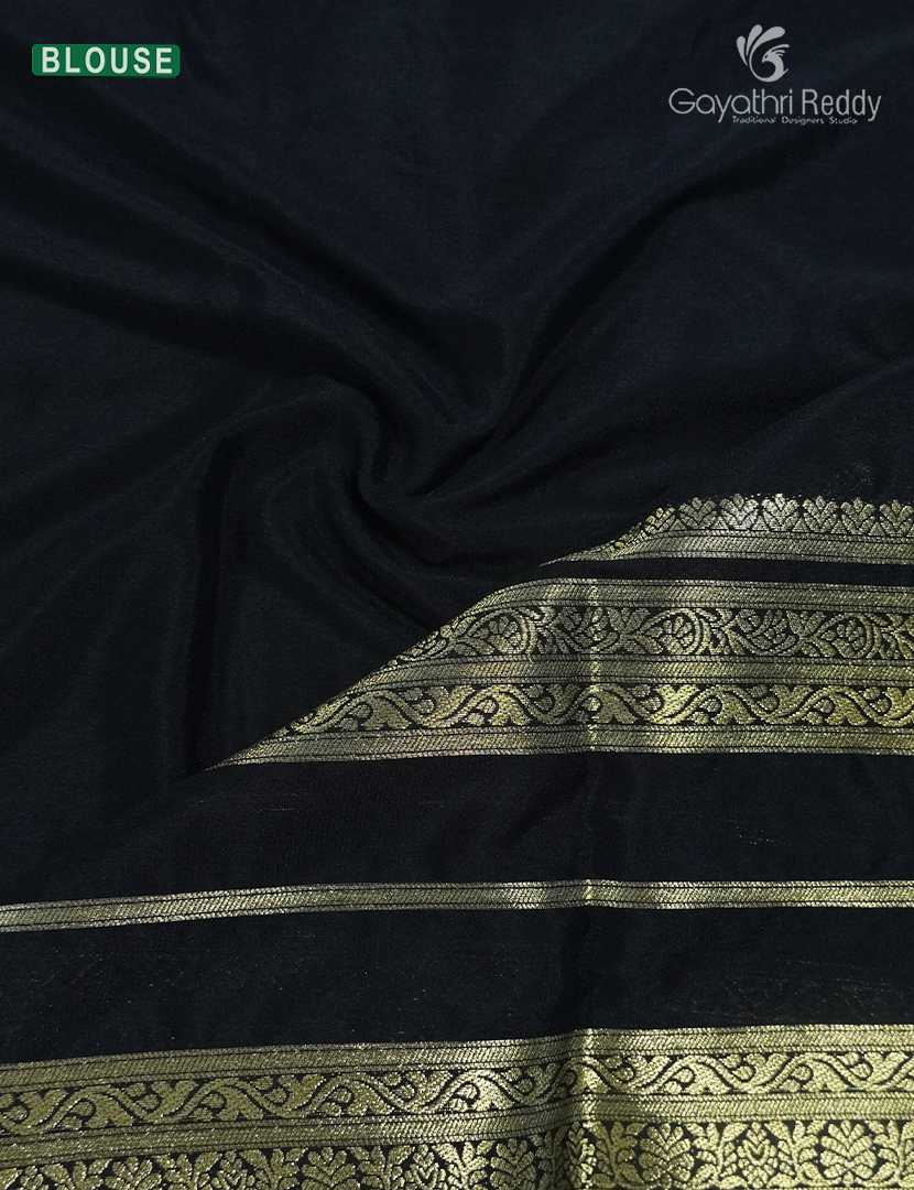 Semi Mysore Crepe Saree in Black