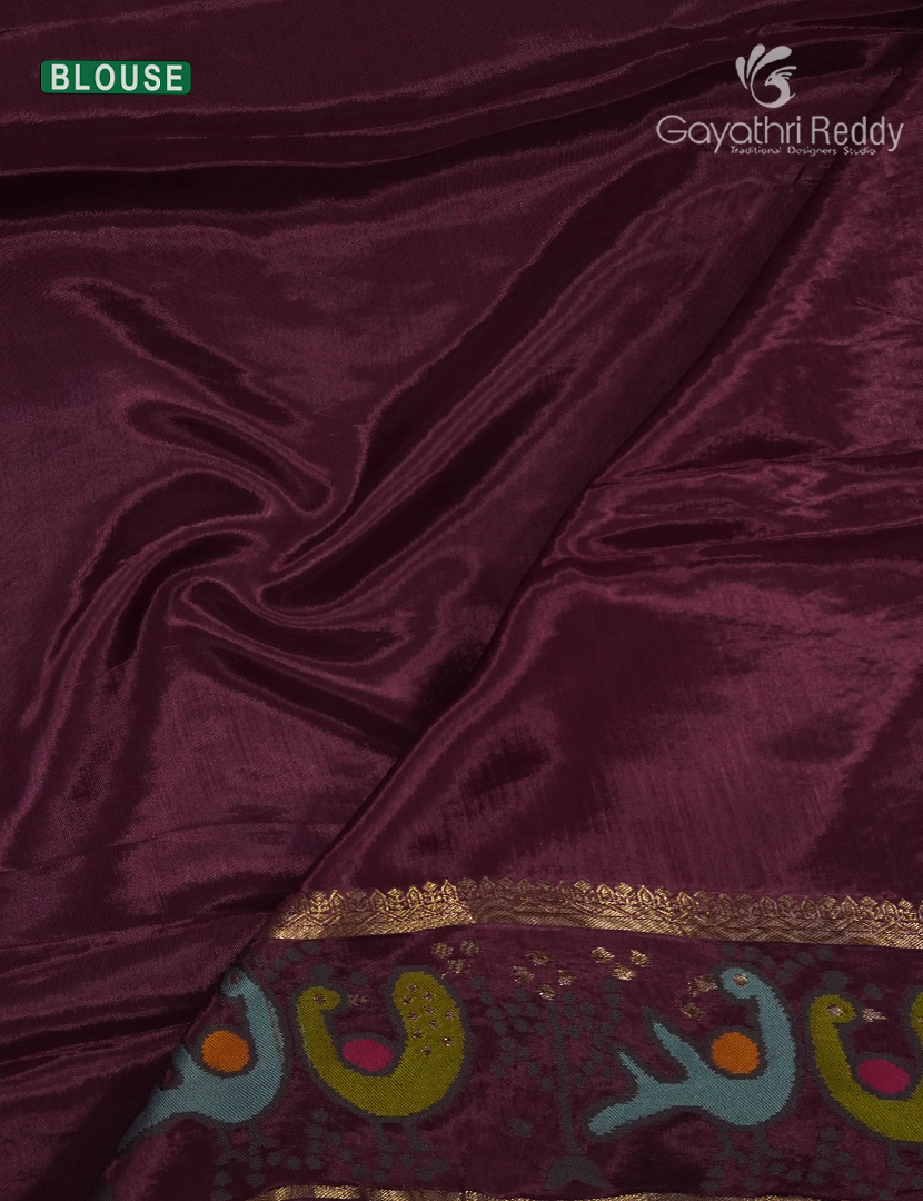 Semi Mysore Silk Saree in Golden Yellow and Deep Burgundy