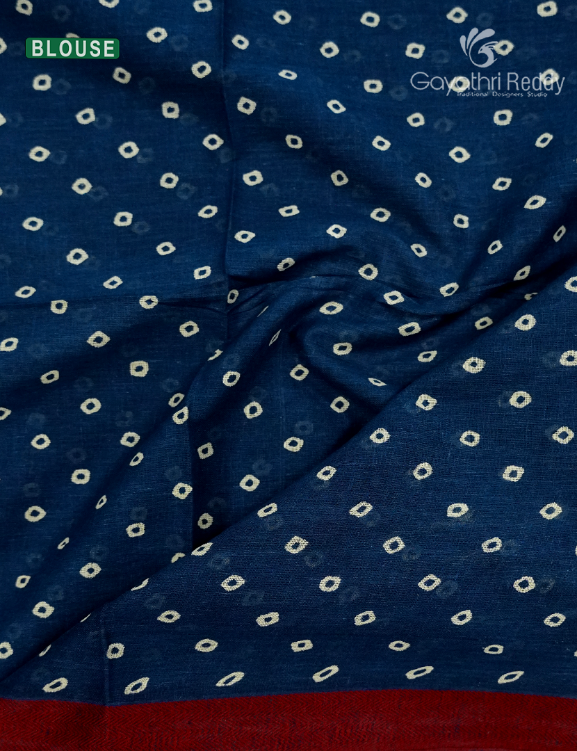Vidharbha Cotton Saree in Indigo Blue