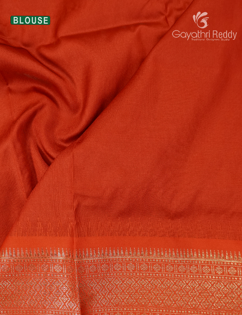 Semi Katan Silk Saree in Teal and Red