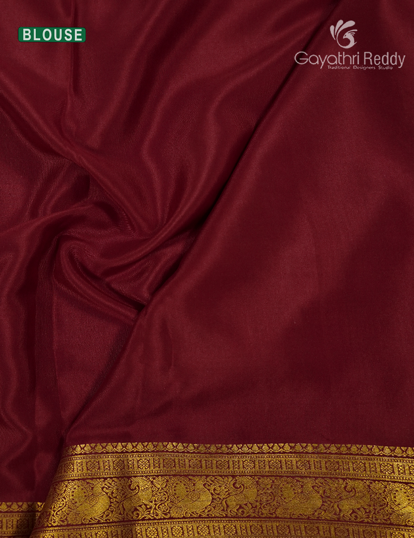 Pure Mysore Silk Saree in Deep Maroon