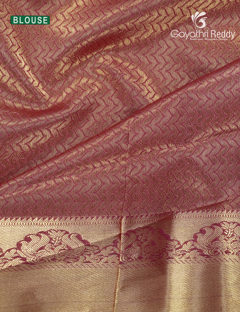 Pure Kanchipuram Sico Saree in Rust