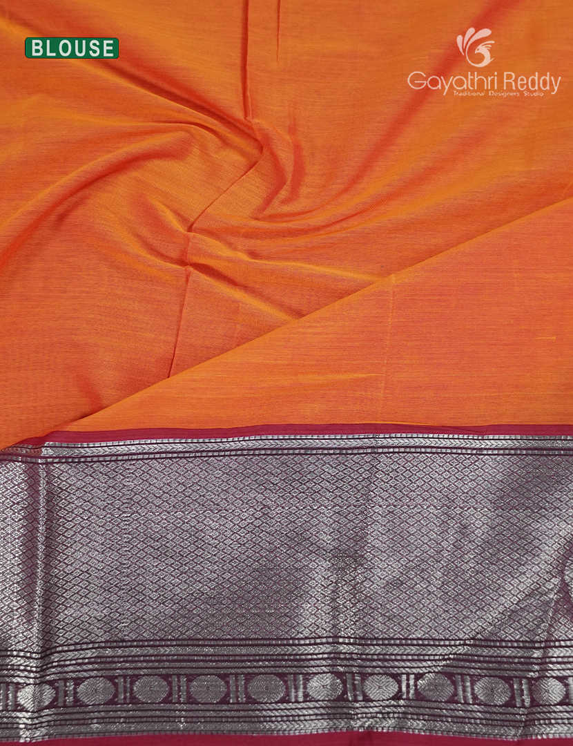 Pure Narayanpet Cotton Saree in Orange