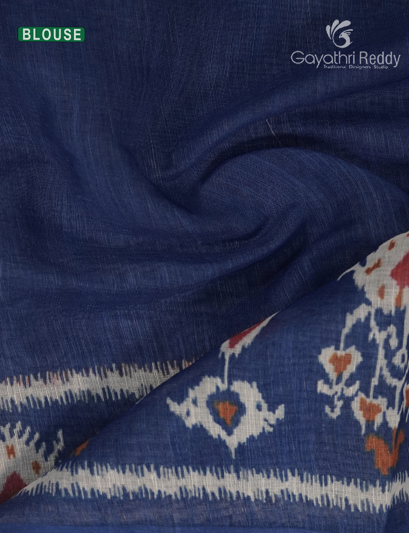 Linen Cotton Saree in Orange