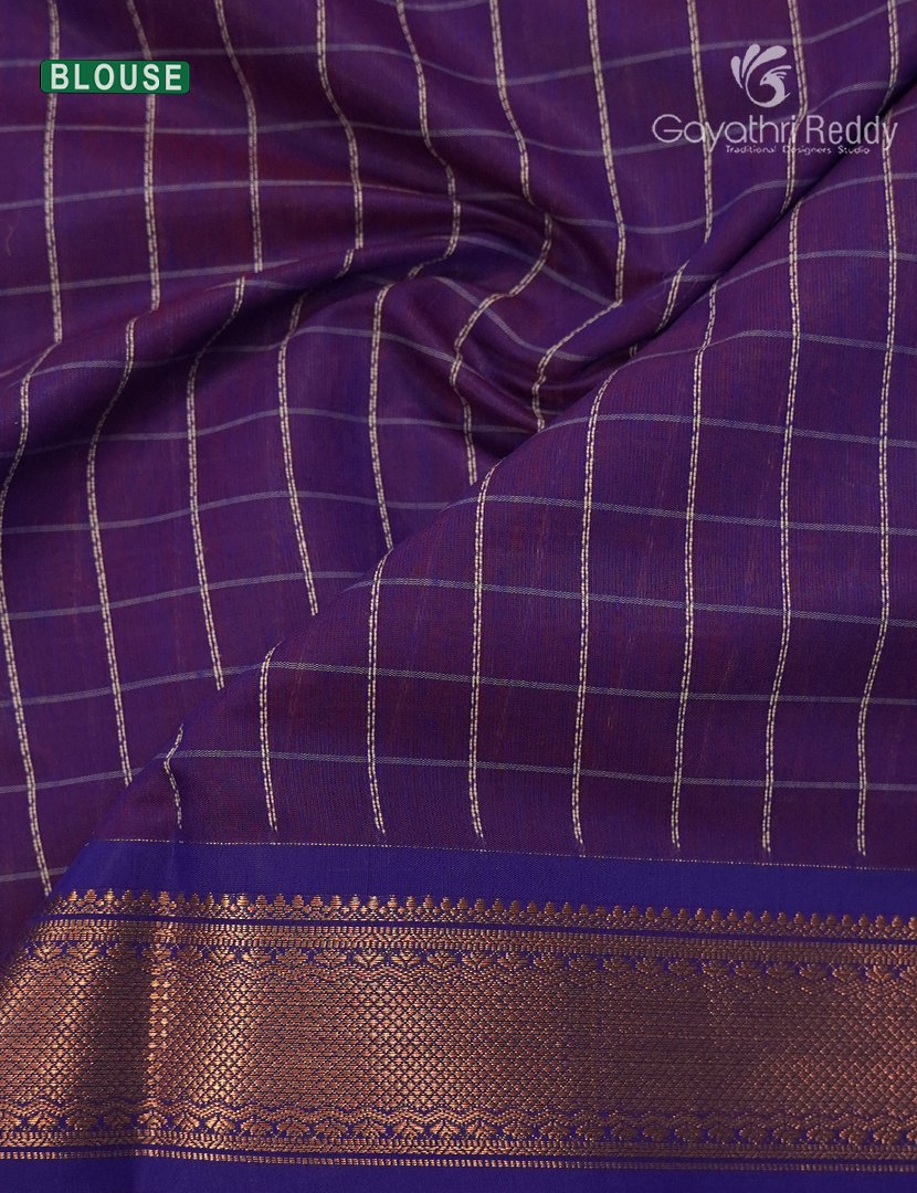 Kanchipuram Sico Saree in Peach and Purple