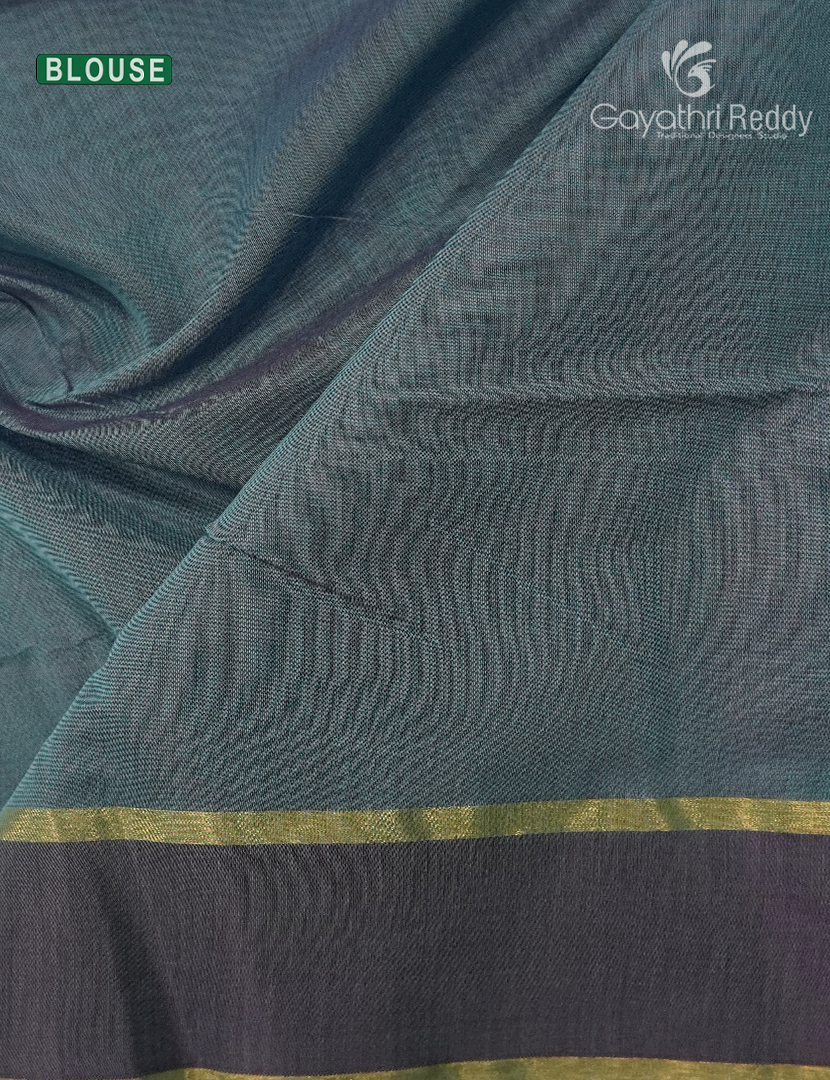 Kanchipuram Sico Saree in Teal Blue and Grey