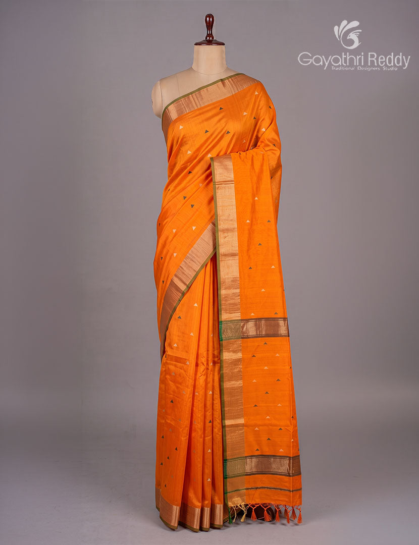 Pure Chanderi Sico Saree in Orange