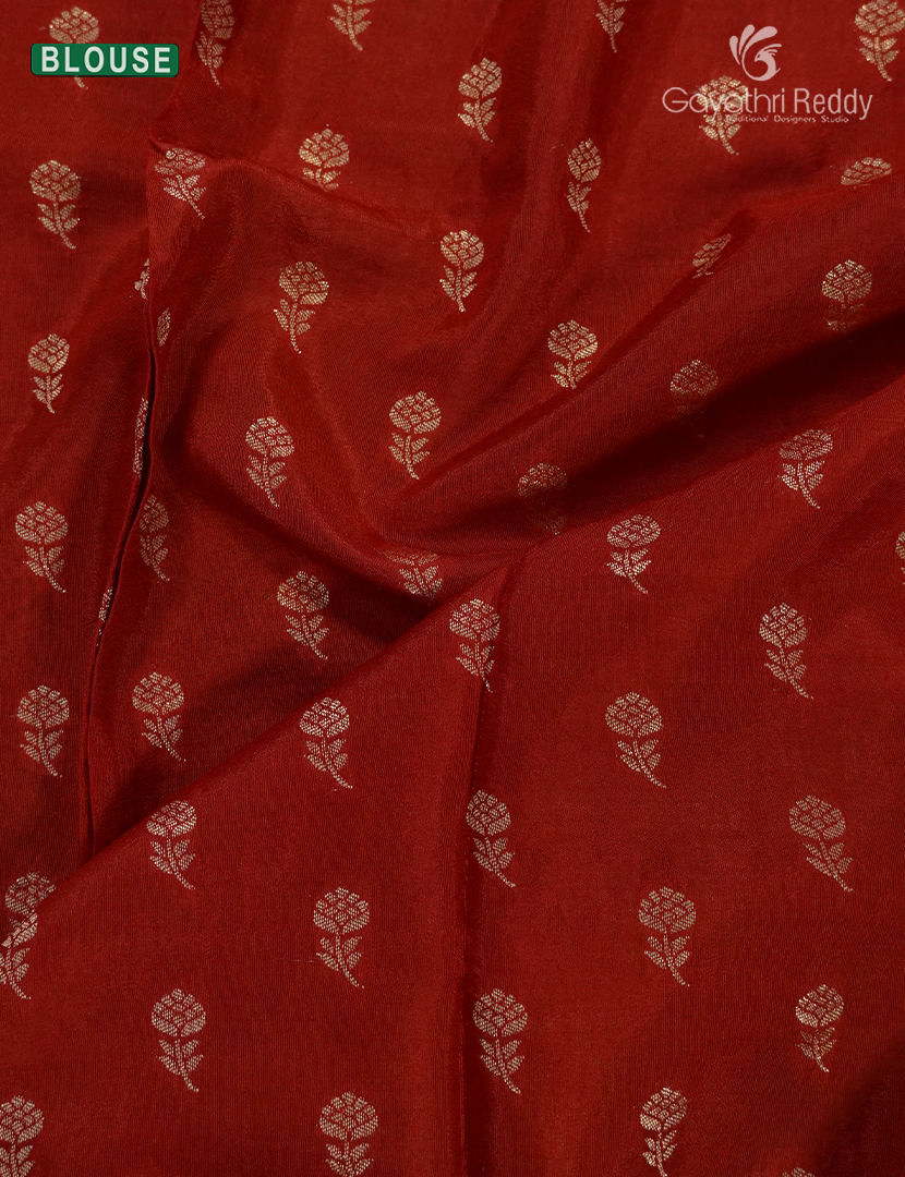Semi Mysore Crepe Saree in Deep Navy Blue and Orange
