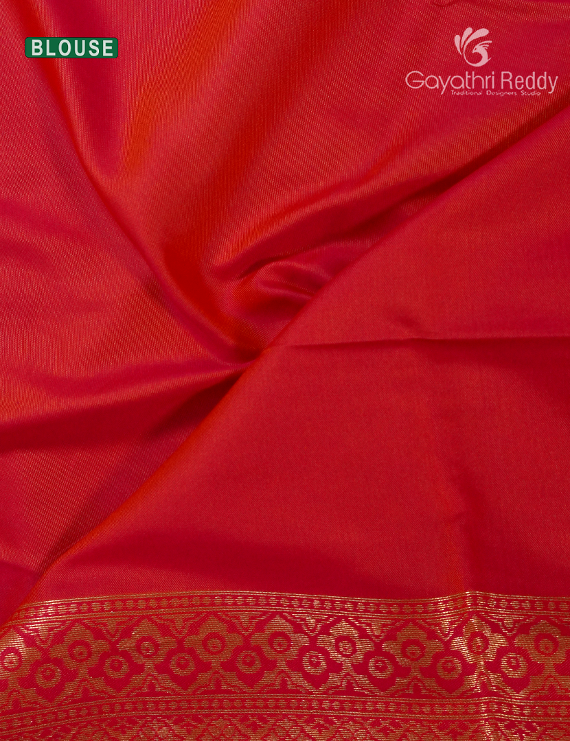 Semi Kanchipuram Art Silk Saree in Turmeric and Rani Pink