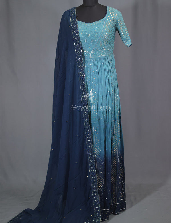 Banaras Pink & Blue combination long frock - SreeTrends | Stylish party  dresses, Kids party wear dresses, Party wear dresses