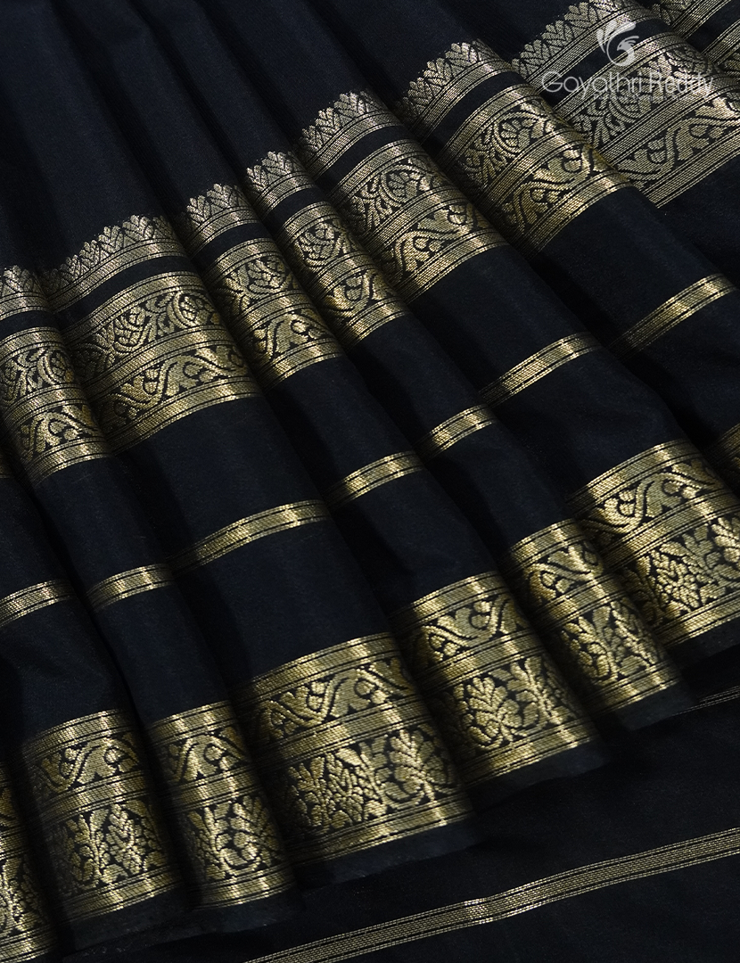 Semi Mysore Crepe Saree in Black
