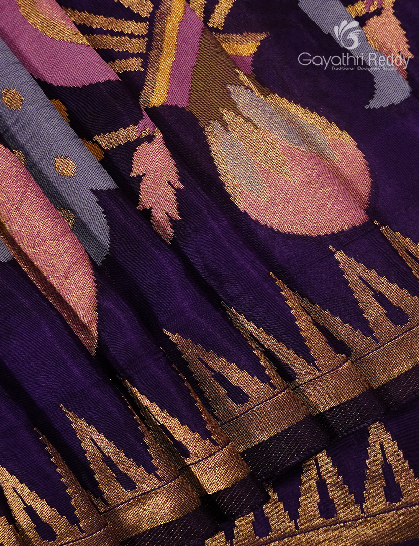 Pure Satin Silk Saree in Deep Purple
