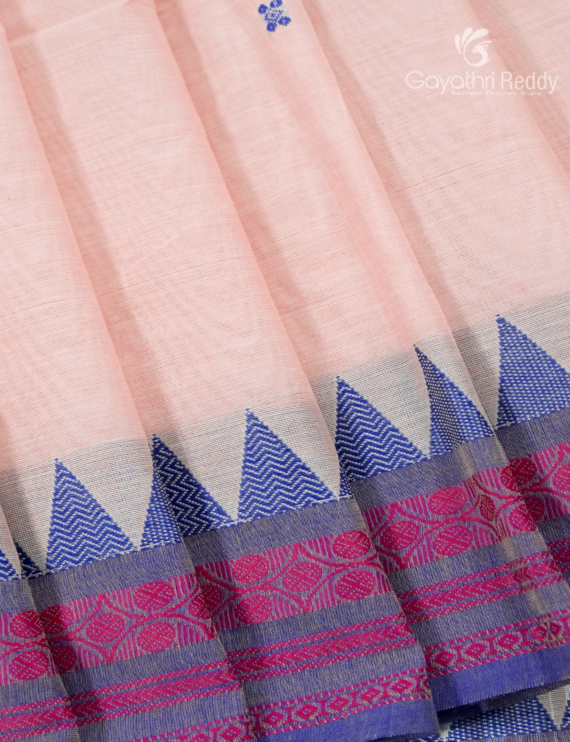 Pure Handloom Cotton Saree in Pastel pink