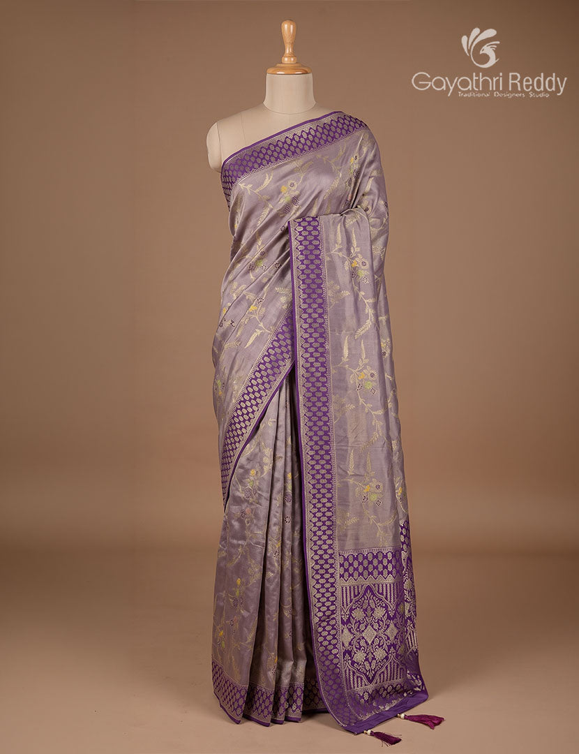 Semi Kanchipuram Silk Fancy Saree in Onion Pink and Purple