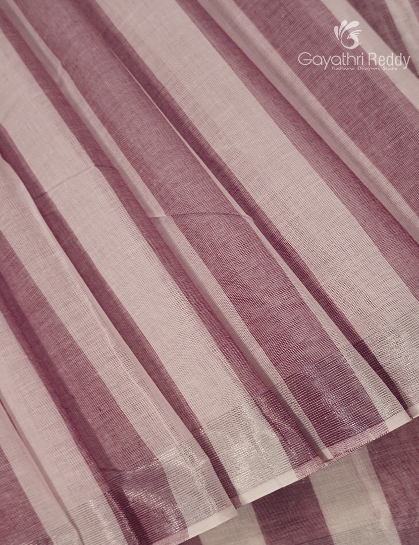 Pure Kanchi Cotton Saree in Cream and Baby Pink