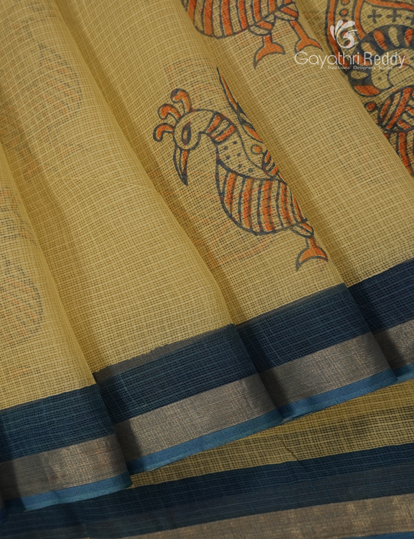 Premium Quality Cotton Kota Saree in Yellow and Deep Rama Green