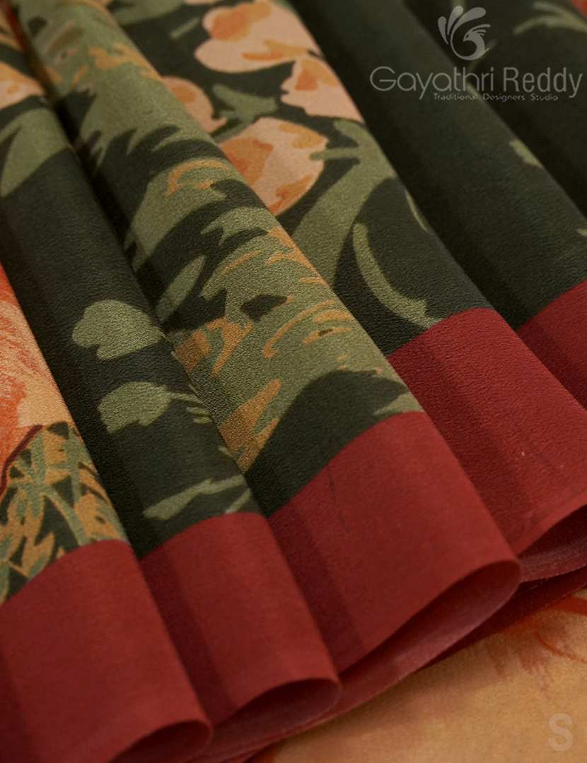 PURE CRAPE PRINTED SAREE-PCP9