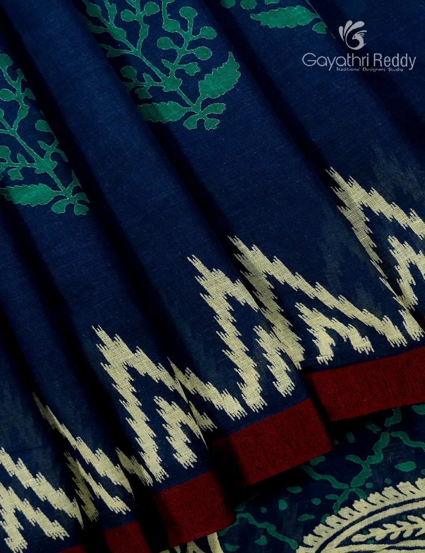 Vidharbha Cotton Saree in Indigo Blue