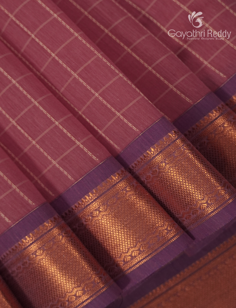 Kanchipuram Sico Saree in Peach and Purple