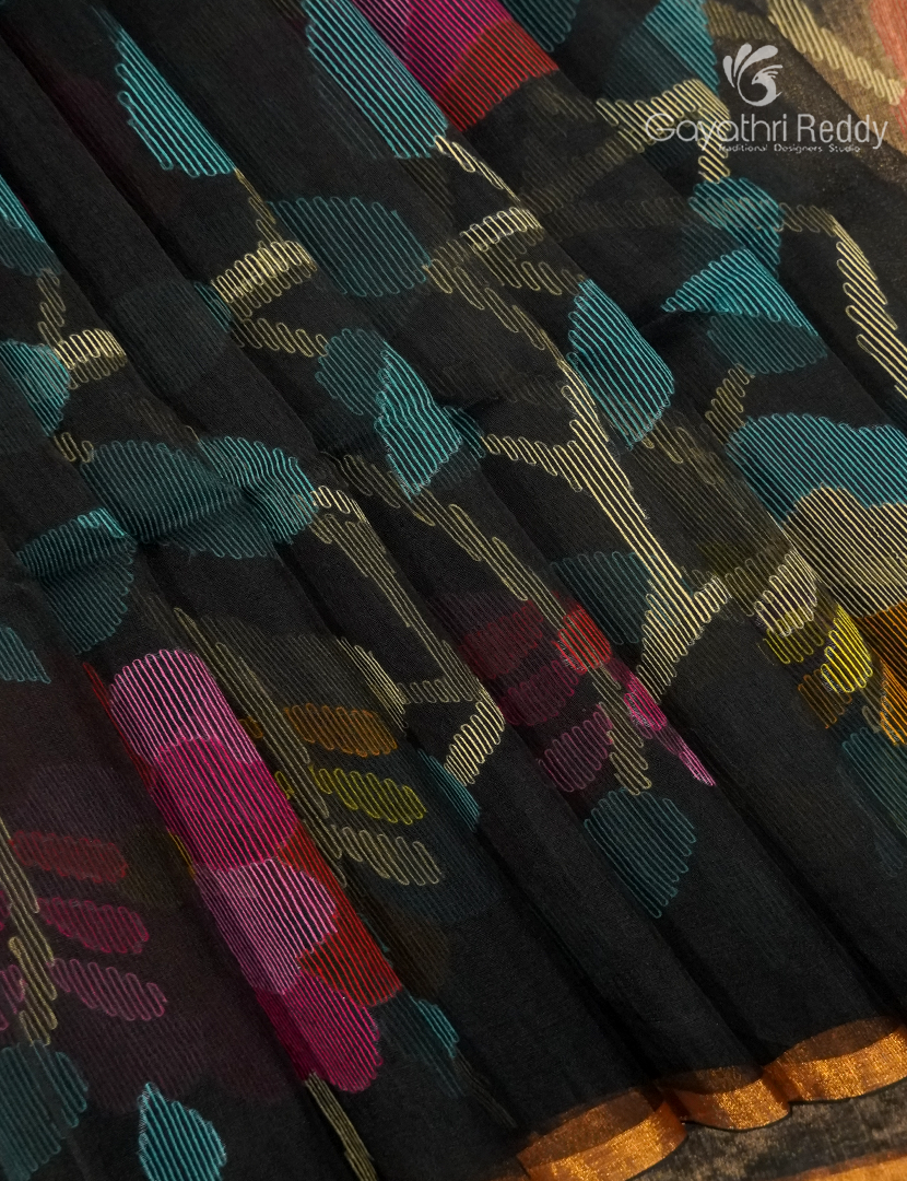 Pure Jamdani Kora Saree in Black
