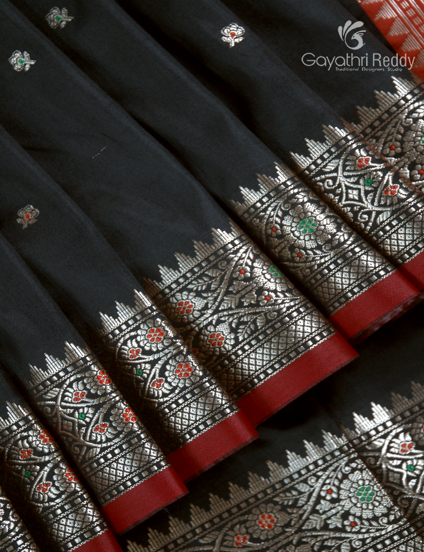 Semi Banaras Katan Silk Saree in Black