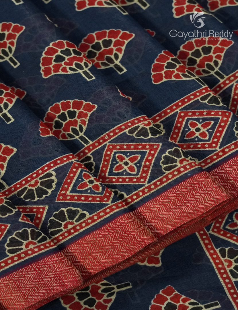 Vidharbha Cotton Saree in Deep Navy Blue