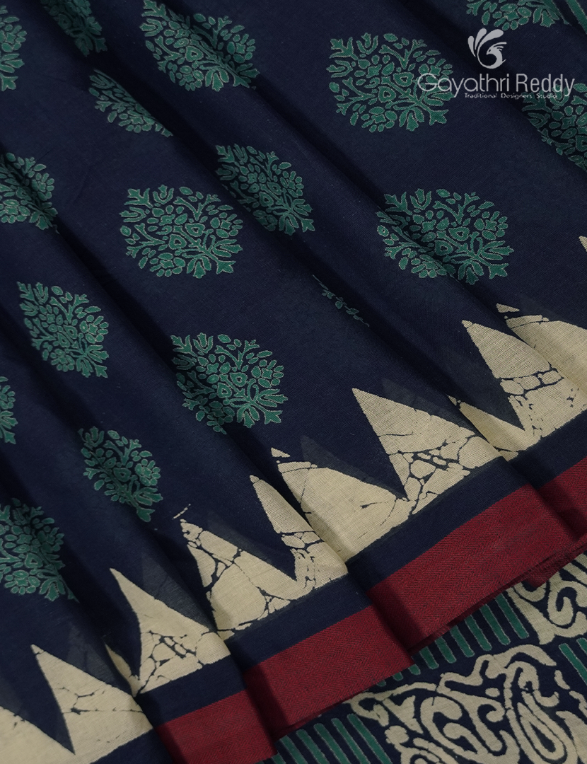 Vidharbha Cotton Saree in Indigo Blue