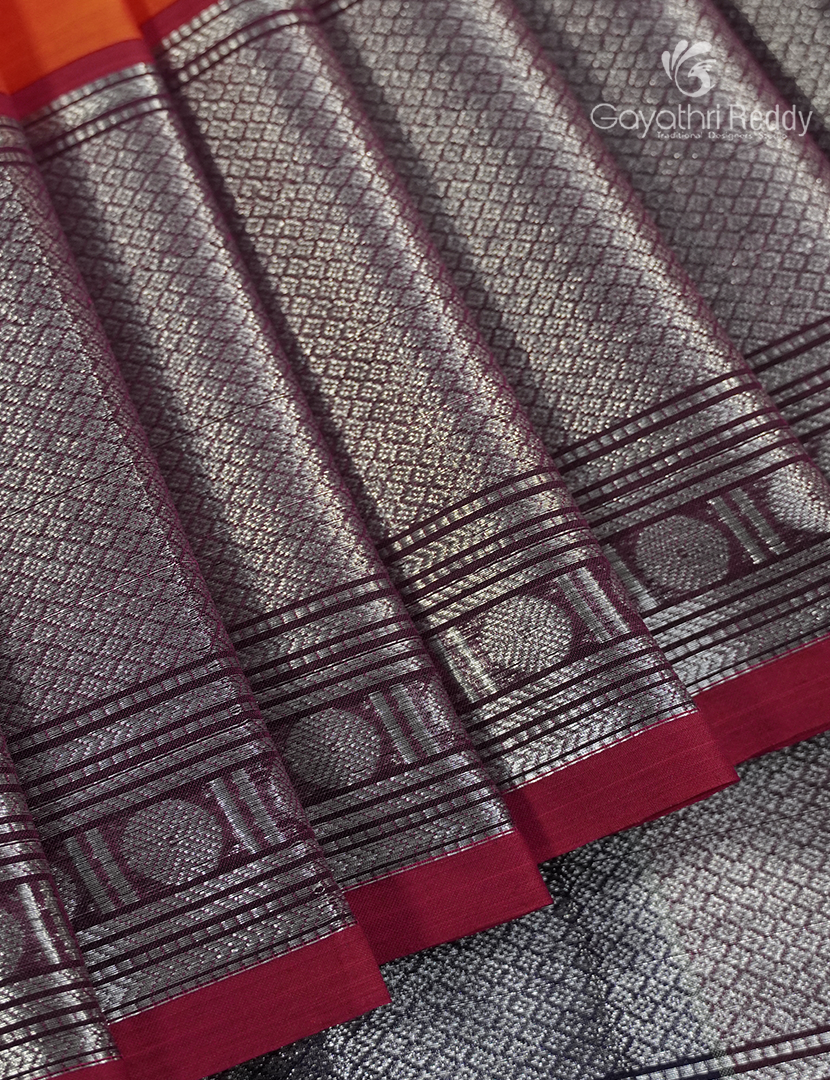 Pure Narayanpet Cotton Saree in Orange