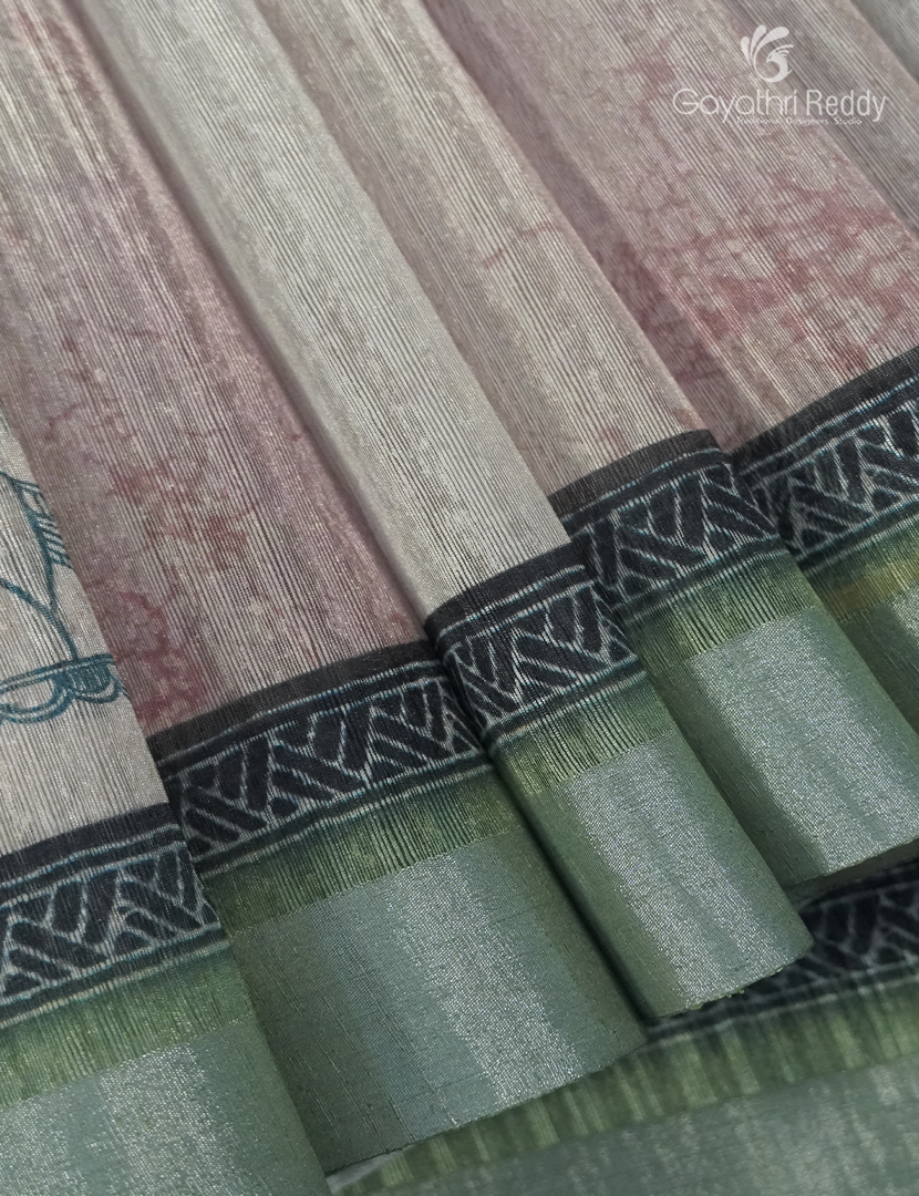 Pure Linen Saree in Baby Pink